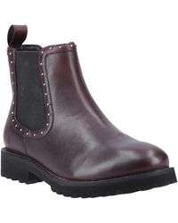 Hush Puppies - Gwyneth Leather Plum Flat Chelsea Boots - Lyst