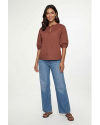 Wallis - Cotton Lace Puff Sleeve Top - Lyst