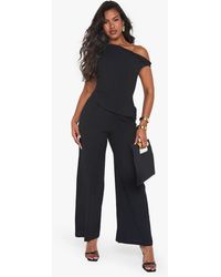 Boohoo - Linen Look Twist Strap Jumpsuit - Lyst