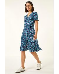 Roman - Floral Side Button Dress - Lyst