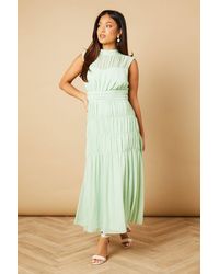 Oasis - Petite Gathered High Neck Chiffon Midi Dress - Lyst