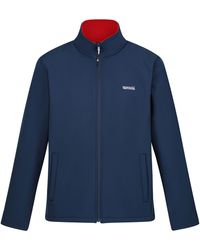 Regatta - Cera V Wind Resistant Soft Shell Jacket (Moonlight Denim/Danger) - Lyst