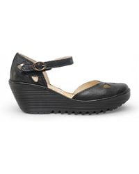 Fly London - Yuna Leather Wedge Sandals - Lyst