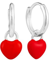 SEOL + GOLD - Sterling Heart Charm Enamel Hoops - Lyst