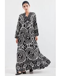 Bigdart - Printed V-Neck Maxi Dress - Lyst