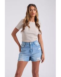 Urban Bliss - Bleach Ripped Mom Short - Lyst