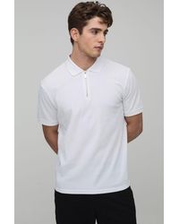 BoohooMAN - Slim Fit 1/4 Zip Pique Polo - Lyst