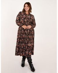 Blue Vanilla - Curve Shirred Waist Floral Printed Midi Shirt Dress - Lyst