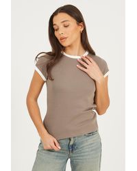 Brave Soul - Cotton Jersey Contrast Edge Short Sleeve T-Shirt - Lyst