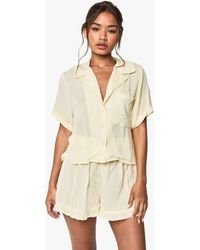 Boohoo - Cheesecloth Boxy Short Sleeve Shirt & Shorts Pyjama Set - Lyst