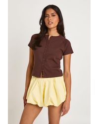 Boohoo - Puffball Cotton Shorts - Lyst