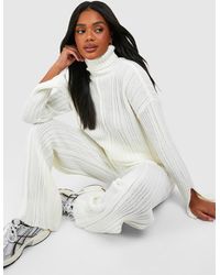Boohoo - Roll Neck Soft Mixed Rib Knit Jumper - Lyst