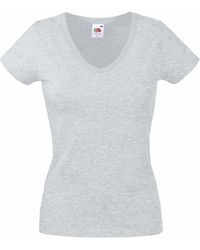 Fruit Of The Loom - Ladies Valueweight V Neck Lady Fit T-Shirt (Heather) - Lyst