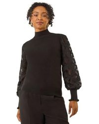 Roman - Petite Lace Sleeve Knit Jumper - Lyst