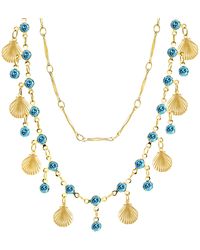 The Jewellery Stockroom - Plated Shell And Crystal Double Layer Necklace And Bracelet Set - Lyst