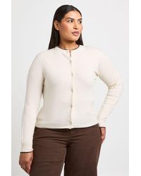 Boohoo - Plus Super Soft Contrast Neck Knitted Cardigan - Lyst