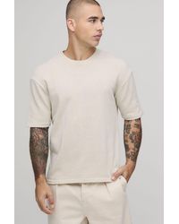 BoohooMAN - Boxy Regular Fit Cotton Blend Knitted T-Shirt - Lyst