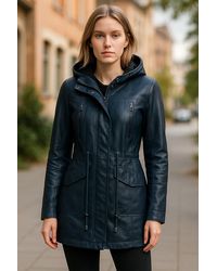 Infinity Leather - Hooded Parka Jacket-Clare Lamb Leather - Lyst