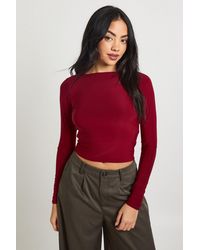 Boohoo - Double Layer Slinky Long Sleeve Top - Lyst