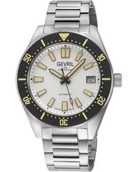 Gevril - Mariner Row Automatic, Ss Case, Bezel, Dial, 316L Stainless Steel Satin Bracelet Watch - Lyst