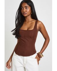 Boohoo - Structured Crepe Corset Top - Lyst
