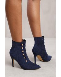 Where's That From - Wheres 'Leane' Pointed Toe Mid Heel Ankle Boots With Buttons - Lyst