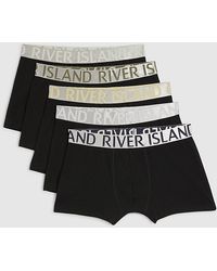 River Island - Trunks 5 Pack Metallic Elasticated Underwear Cotton - Lyst