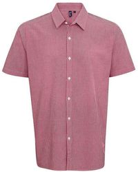 PREMIER - Gingham Cotton Short-Sleeved Shirt - Lyst