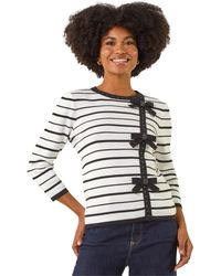 Roman - Stripe Bow Detail Knit Jumper - Lyst