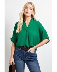 Wallis - Petite Woven Collar Overhead Shirt - Lyst