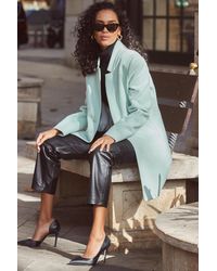 Sosandar - Sage Faux Wool Notch Neck Coat - Lyst