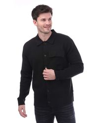 BOSS - Relaxed-fit Gebreid Overhemd In Zwart - Lyst