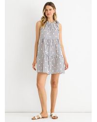 Gini London - Floral Stripe Cotton Tie Summer Mini Dress - Lyst
