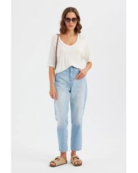 Hiccup - Basic Round Neck Short Sleeve Woven T-Shirt - Lyst