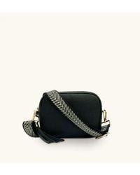 Apatchy London - Black Leather Crossbody Bag With & Gold Chevron Strap - Lyst