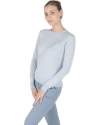 Crown of Edinburgh Cashmere - Lichtgewicht Zijde Kasjmier Rundhals Trui Met Letterdetail - Lyst