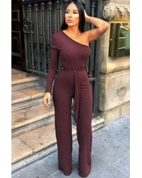 Femme Luxe - Belted One Shoulder Jumpsuit - Lyst