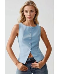 Hiccup - Fitted Crew Neck Sleeveless Waistcoat With Button Detail - Lyst