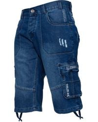 Enzo - Cargo Combat Denim Shorts - Lyst