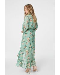 Izabel London - Floral 3/4 Sleeve Midi Wrap Dress - Lyst
