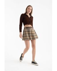 Hiccup - Checked High Waist Pleated Mini Skirt With A Belt Detail - Lyst