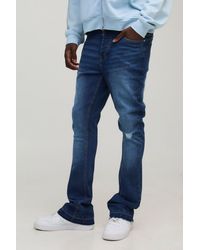 BoohooMAN - Skinny Flared Stacked Jeans With Knee Rip - Lyst