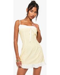 Boohoo - Contrast Polka Dot Mini Dress - Lyst