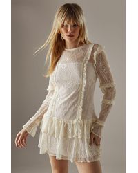 Warehouse - Lace Ruffle Insert Mini Dress - Lyst