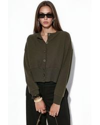 Busem - Crop Ribbed Button Cardigan - Lyst