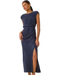 Roman - Plisse Cowl Back Midi Dress - Lyst