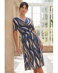 Roman - Abstract Print Wrap Midi Dress - Lyst