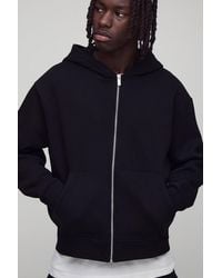 BoohooMAN - Basic Oversized Boxy Zip Through Hoodie - Lyst