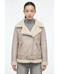 Elle - Jolie Faux-Shearling Biker Jacket - Lyst