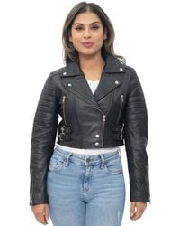 Infinity Leather - Cropped Brando Biker Jacket-Damascus - Lyst